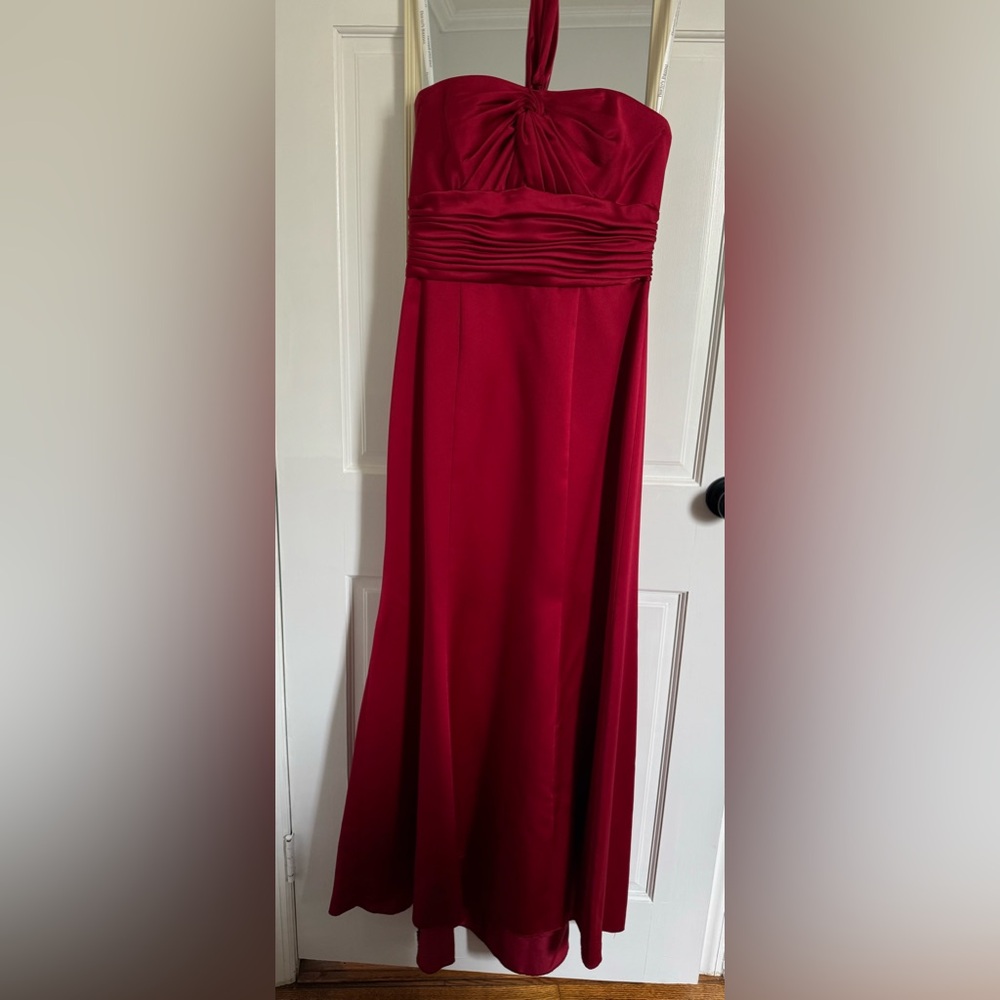 Halter neck red gown